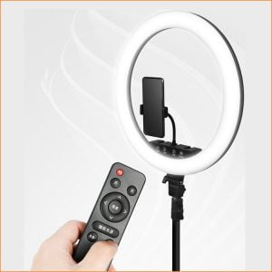 תאורת רינג 36 ס”מ + מעמד לטלפון +שלט + חצובה 2.1 מטר